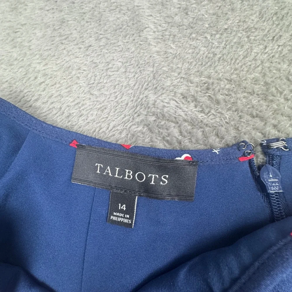 Talbots A-Line Skirt Women 14 Navy Heart XO Print Excellent Valentine Romantic